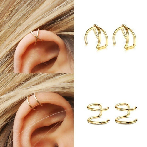 3Pcs/Set Simple Ear Cuffs for Women Gold Leaf Ear Cuff Clip Earrings Climbers Earcuff No Piercing Fake Cartilage Earring