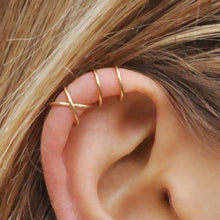 Load image into Gallery viewer, 3Pcs/Set Simple Ear Cuffs for Women Gold Leaf Ear Cuff Clip Earrings Climbers Earcuff No Piercing Fake Cartilage Earring