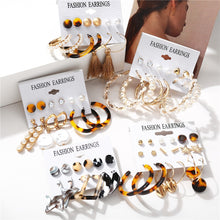 Load image into Gallery viewer, 17KM Fashion Acrylic Shell Earrings Set For Women Bohemian Leopard Tassel Long Stud Earrings 2019 Brincos Geometric Jewelry