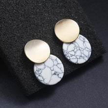 Load image into Gallery viewer, 2018 New Fashion Stud Earrings Black White Stone Geometric Earrings Round Triangle Design Punk Ear Jewelry Brincos