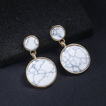 Load image into Gallery viewer, 2018 New Fashion Stud Earrings Black White Stone Geometric Earrings Round Triangle Design Punk Ear Jewelry Brincos