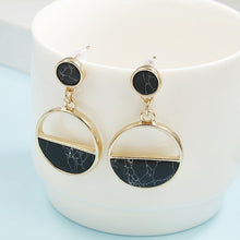 Load image into Gallery viewer, 2018 New Fashion Stud Earrings Black White Stone Geometric Earrings Round Triangle Design Punk Ear Jewelry Brincos
