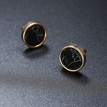 Load image into Gallery viewer, 2018 New Fashion Stud Earrings Black White Stone Geometric Earrings Round Triangle Design Punk Ear Jewelry Brincos